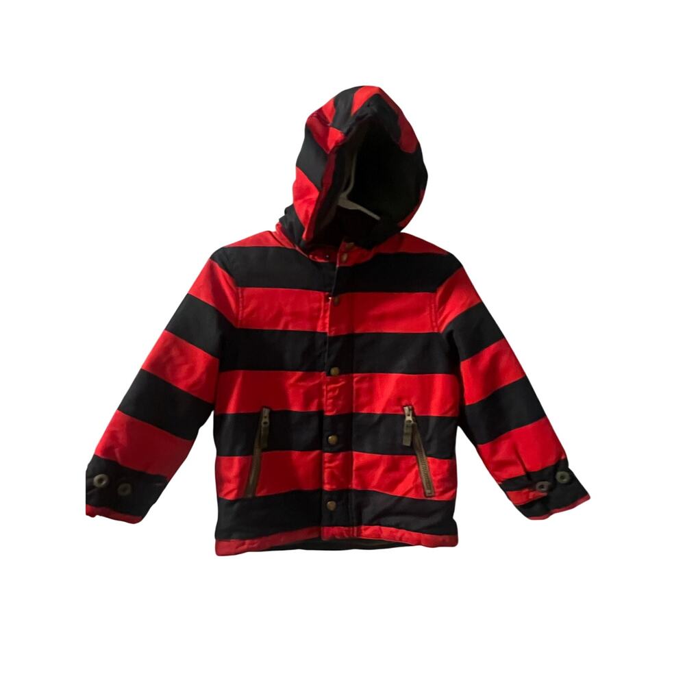 Mini Boden coat jacket EUC striped 5-6y boys navy red